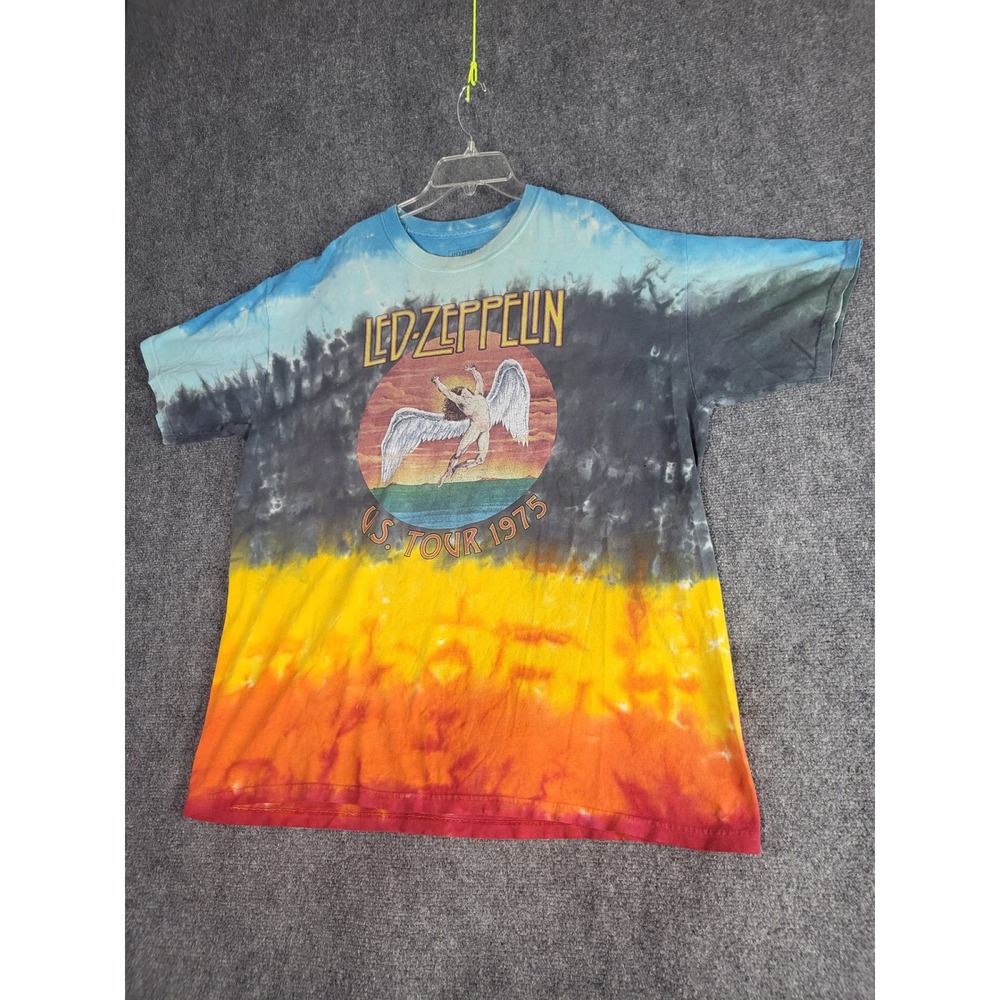 Led Zeppelin US Tour 1975 Tie Dye Graphic T-Shirt Rock‎ Band XL